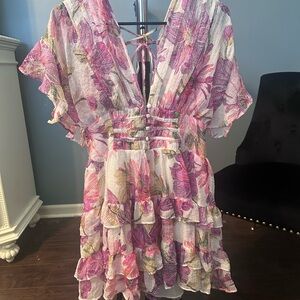 Floral Pink Ruffle Dress